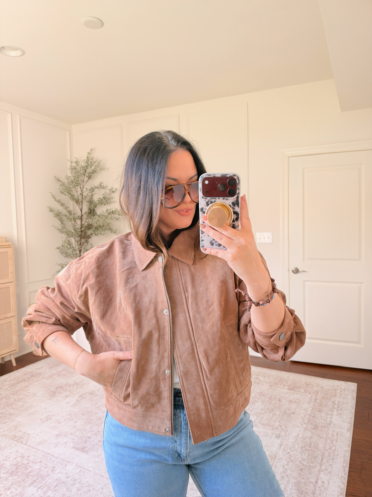 Wearing a XL in this jacket, size 14 in the jeans 

 #LTKSeasonal #LTKMidsize