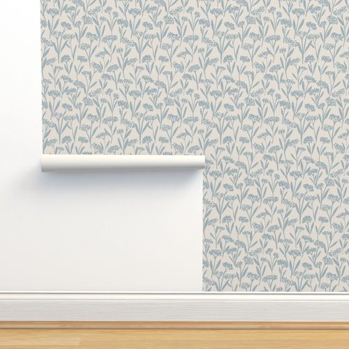Floral Stems - beige greyblue Wallpaper bymilliprints | Spoonflower