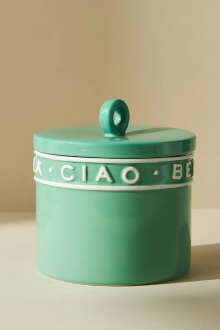 Ceramic “ciao bella” kitchen canister, kitchen storage 

#LTKunder50 #LTKxAnthro #LTKhome