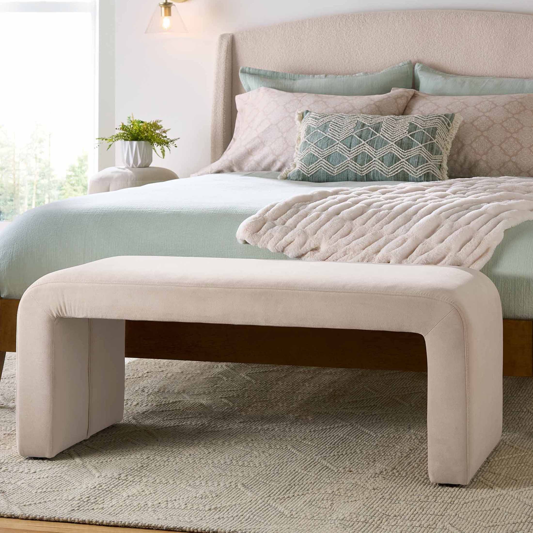 Better Homes & Gardens Juliet Velvet Waterfall Bench, Beige | Walmart (US)