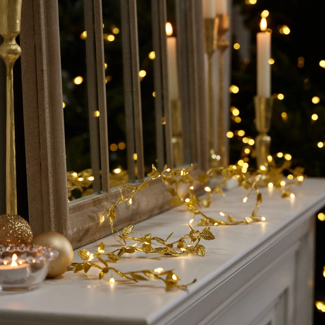 LED Fairy Lights String Gold/silver Metallic Leaves 2m - Etsy UK | Etsy (UK)