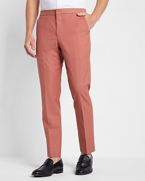 Limited Edition Slim Apricot Herringbone Wool-Blend Elastic Waistband Modern Tech Suit Pant | Express
