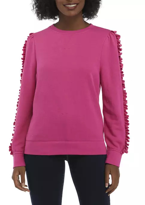 Ruffle Sleeve Sweatshirt | Belk