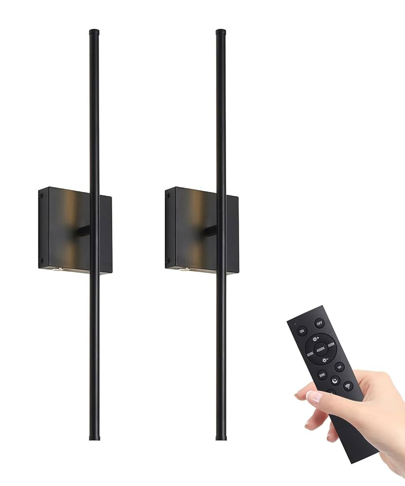 Battery Operated Wall Sconce with Remote Control,Wall Sconces Set of Two,3000K-6500K LED Wireless... | Amazon (US)