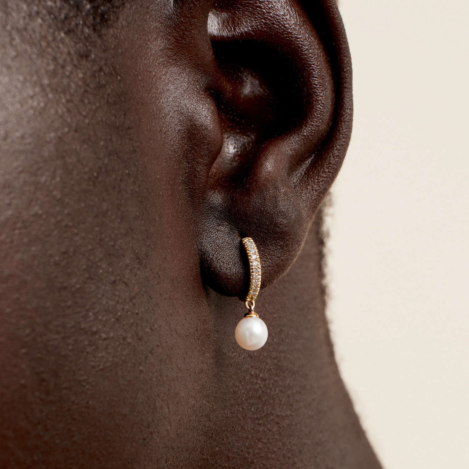 Pavé Diamond Pearl Huggies | Mejuri (Global)