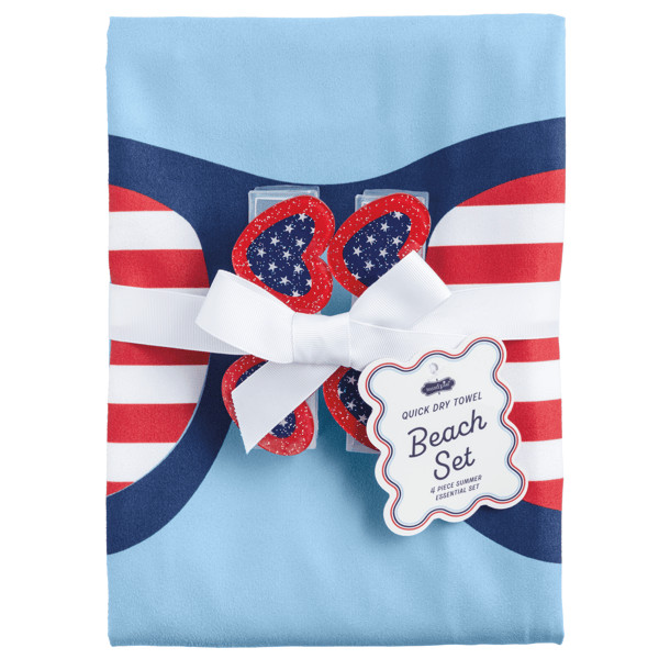 White Americana Quick Dry Beach Towel Set | Mud Pie