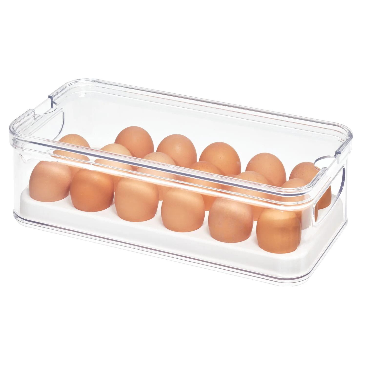 iDesign Crisp Plastic Egg Bin, Holds Up to 18 Eggs, 12.72" x 6.32" x 3.88", Clear and White | Walmart (US)
