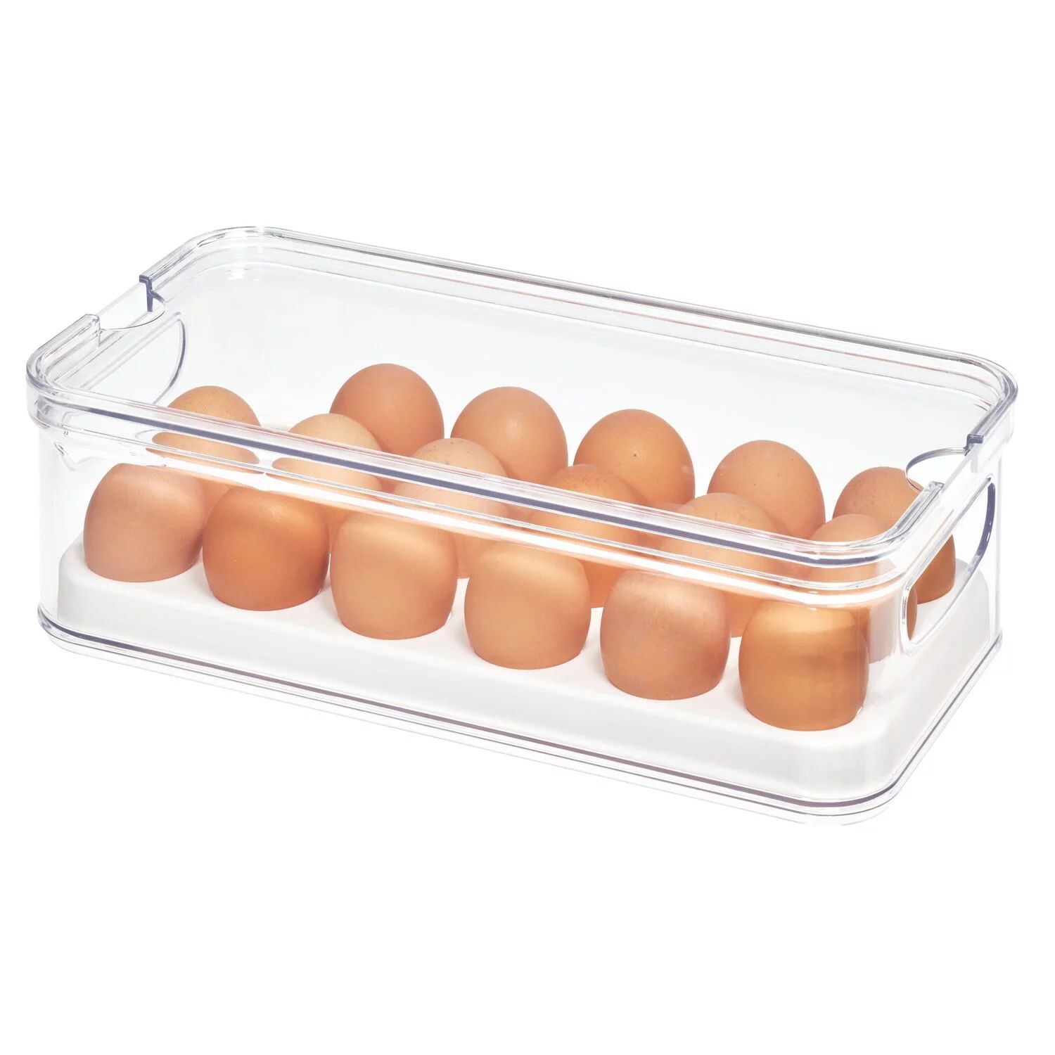 iDesign Crisp Plastic Egg Bin, Holds Up to 18 Eggs, 12.72" x 6.32" x 3.88", Clear and White | Walmart (US)
