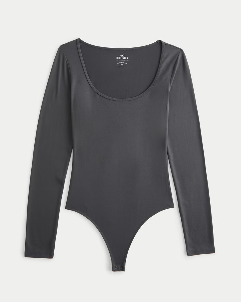 Long-Sleeve Seamless Fabric Scoop Bodysuit | Hollister (UK)