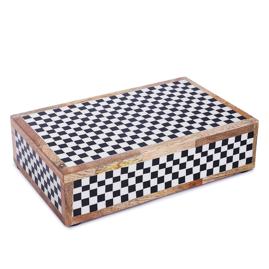 Handmade Black and White Checkered Pattern Box Collection Storage Organizer Decorative Multipurpo... | Amazon (US)
