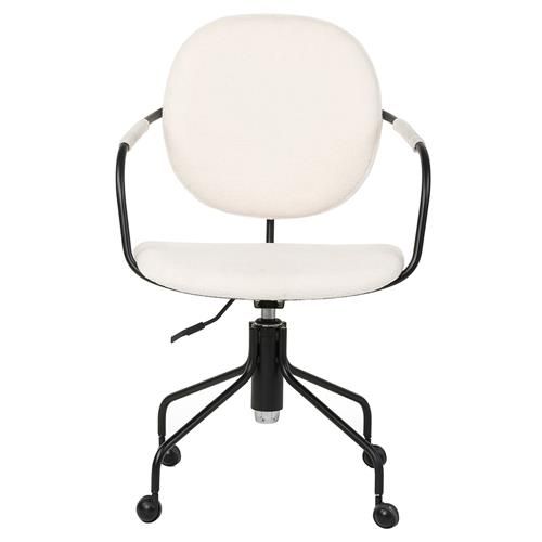 Piolo Industrial Loft White Performance Upholstered Black Iron Conference Office Chair | Kathy Kuo Home