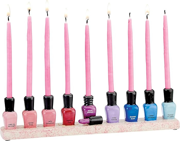 Rite Lite Hanukkah Nail Polish Menorah Hand Painted Ceramic Jewish Holiday Party Centerpiece Part... | Amazon (US)