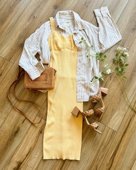 Spring outfit. Summer outfit. Summer dress. Spring dress. Sweater dress. Yellow dress. Target fashion. Amazon fashion shoes. Abercrombie button up linen top.

#LTKsalealert #LTKGiftGuide #LTKSeasonal