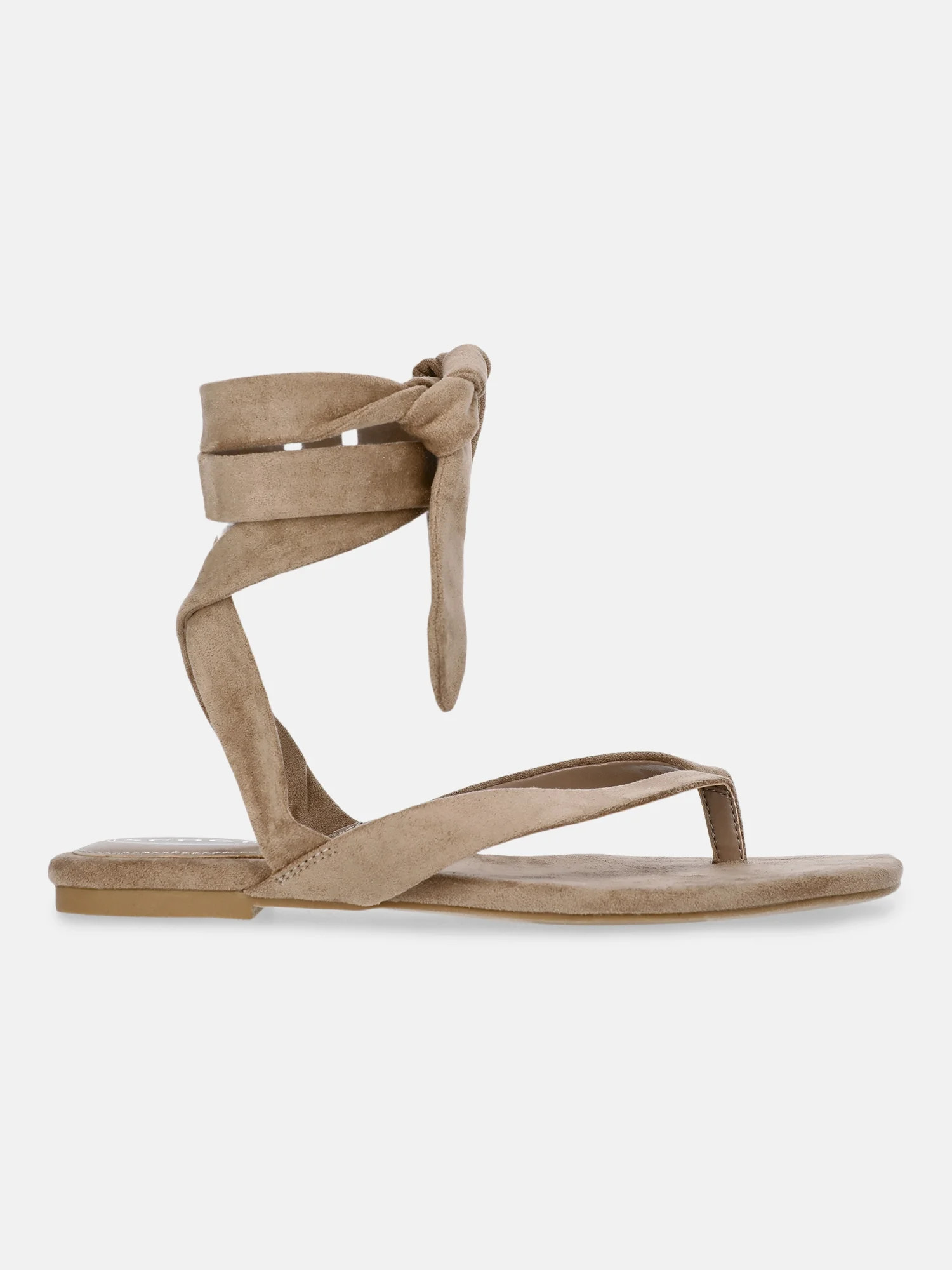 Scoop Women's Faux Suede Ankle Wrap Flat Sandals | Walmart (US)