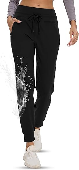 GAYHAY Women's Fleece Lined Joggers Water Resistant - Thermal Waterproof Zip Pockets Hiking Winte... | Amazon (US)