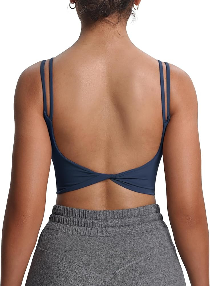 Aoxjox Women's Workout Sports Bras Fitness Yoga Crop Tank Twist Back Cami | Amazon (US)