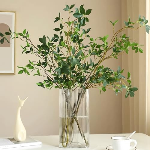 Relxhmft 4Pcs Artificial Greens Branches for Vase, 27" Faux Twigs Tree Stems, Fake Plants Tree Branches for Home Decor, Fake Ficus Twigs for Office Wedding Shop Vase Fillers Banquet Decoration | Amazon (US)