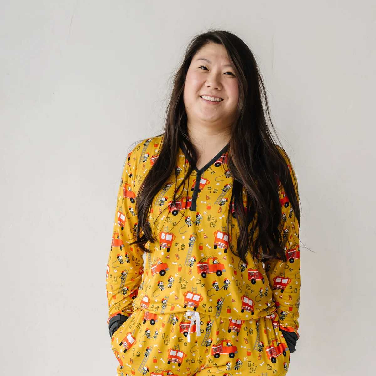 Fire Truck Pups Women's Bamboo Viscose Pajama Top | Little Sleepies