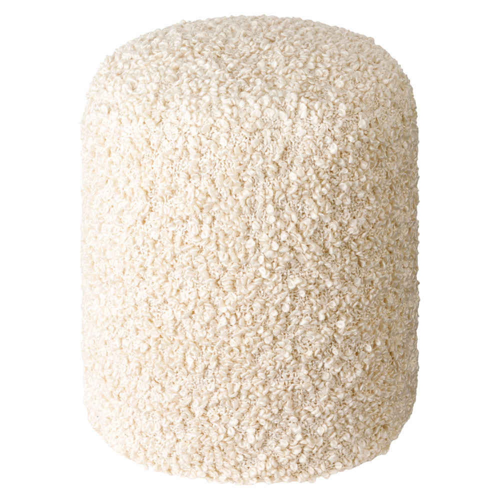 Ezekiel Modern Classic Cream Round Pouf | Kathy Kuo Home