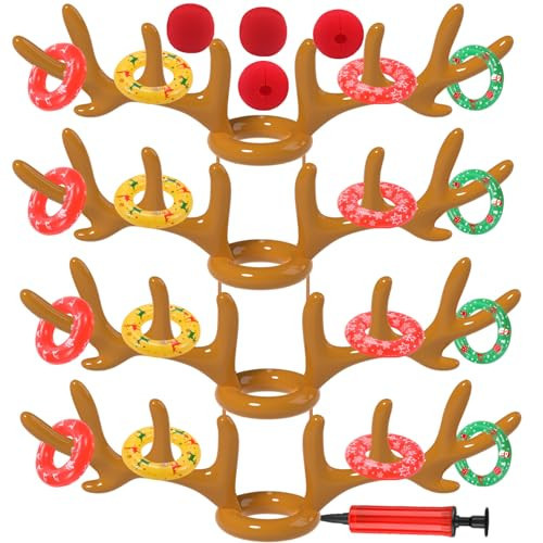 Christmas Games Decorations, Inflatable Reindeer Antler Ring Toss Game, Stocking Stuffers for Men Women Kids Teens Adults, Christmas Party Games Fun Xmas Gifts Carnival Holiday Family | Amazon (US)