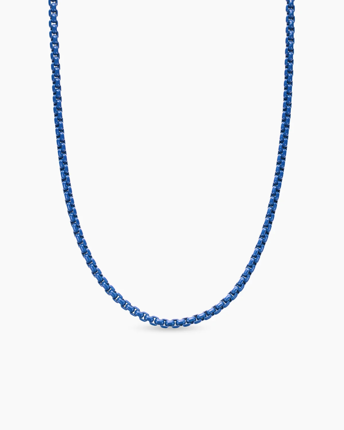 David Yurman | Box Chain Necklace in Sterling Silver with Blue Stainless Steel, 2.7mm | David Yurman