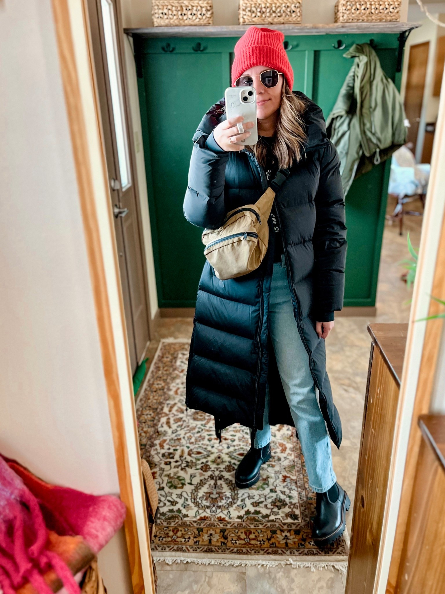 Coat is older, linked identical ones! My boots are size 6.5