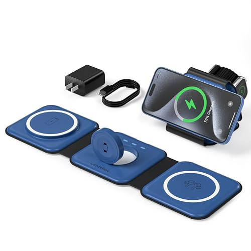 UCOMX 3 in 1 Charging Station for Multple Devices,Foldable 3 in 1 Wireless Charger for Travel,Nano Wireless Charging Station for iPhone16 15 14 13 12 Pro Max/Watch 10 9 8 7 6 5 4 3 Ultra/AirPod Pro | Amazon (US)
