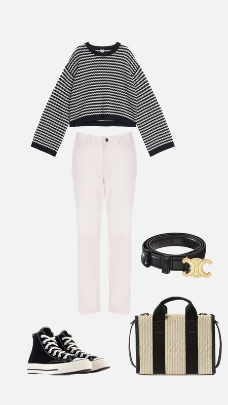 Converse styling 
White jeans 
Spring outfit 

#LTKSeasonal #LTKunder100 #LTKshoecrush
