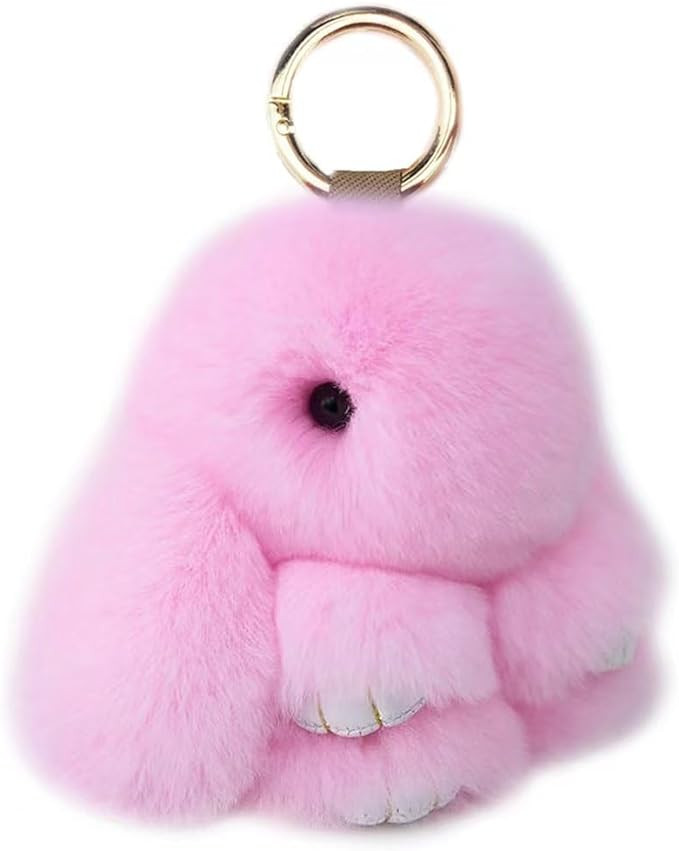 jtkdxqs Mini Bunny Keychain Artificial Rabbit Fur Plush Fluffy Key Ring Car charm for Women | Amazon (US)
