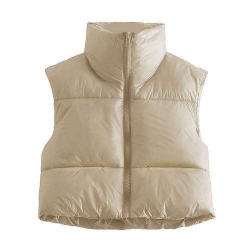 Hixiaohe Women's Winter Crop Vest Puffer Lightweight Stand Collar Padded Vest Zip Up Sleeveless J... | Amazon (US)