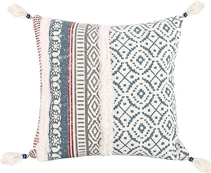Merrycolor Tufted Decorative Throw Pillow Cover for Couch Sofa Woven Boho Tribal Pillow Cases wit... | Amazon (US)
