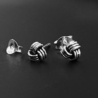 Solid Sterling Silver 3 String Knot Stud Earrings-Oxidized-Three Knot Studs Earrings | Etsy (US)