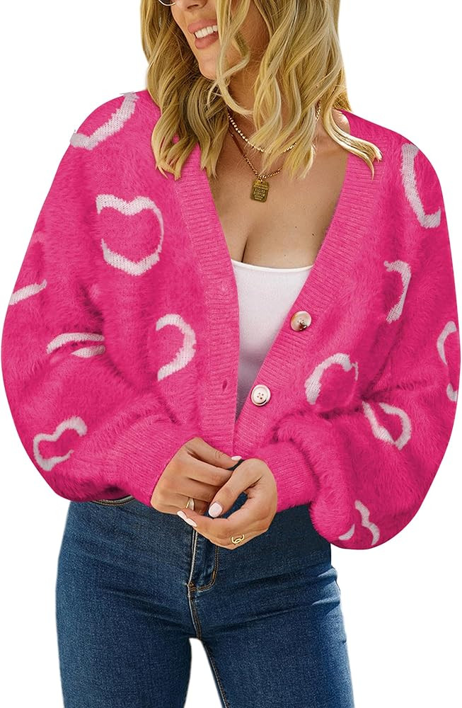 ECOWISH Women Floral Cropped Cardigan: Fall Long Sleeve Open Front Fuzzy Daisy Print Knit Sweater... | Amazon (US)