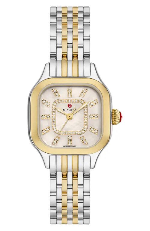 MICHELE Meggie Diamond Dial Watch Head & Bracelet, 29mm in Two-Tone at Nordstrom | Nordstrom