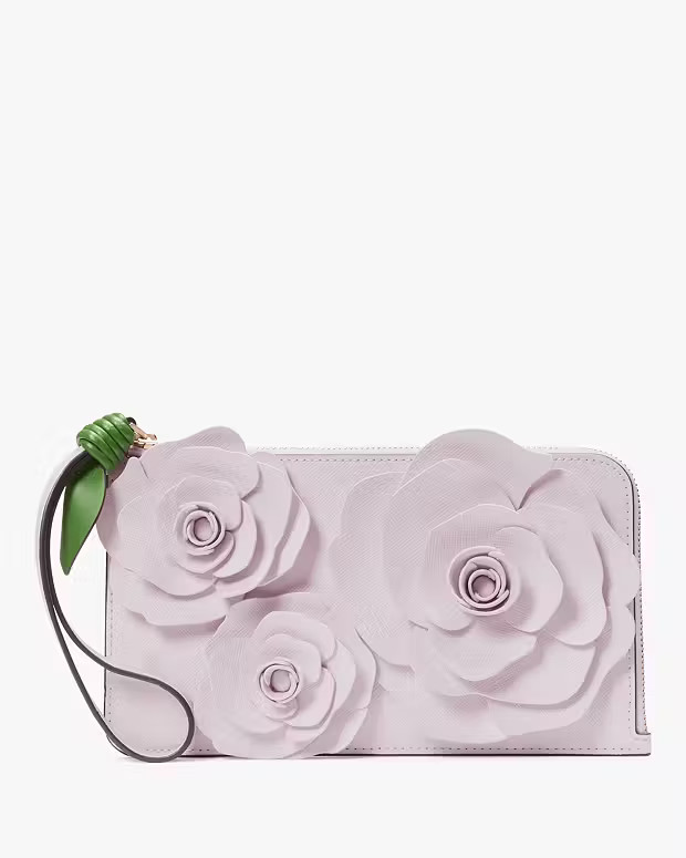 Flora Flower Medium L-Zip Wristlet | Kate Spade Outlet