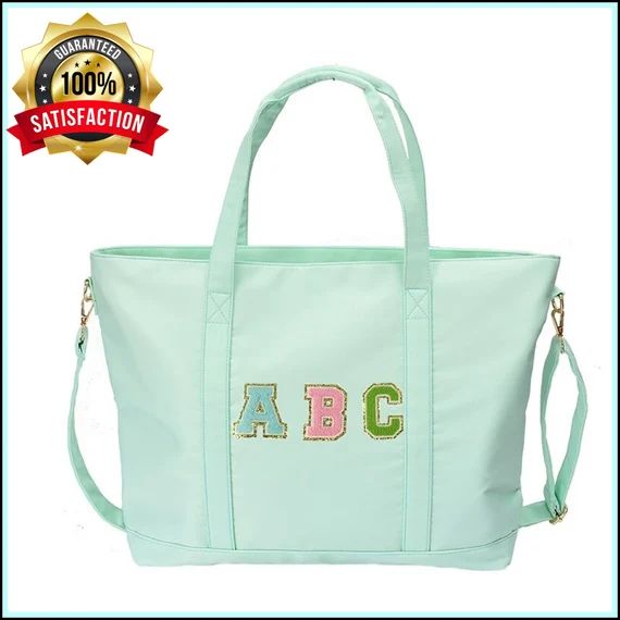 Personalized Nylon Waterproof Tote Bag | Monogrammed Overnight Bag | Large Capacity Handbag | Bri... | Etsy (US)