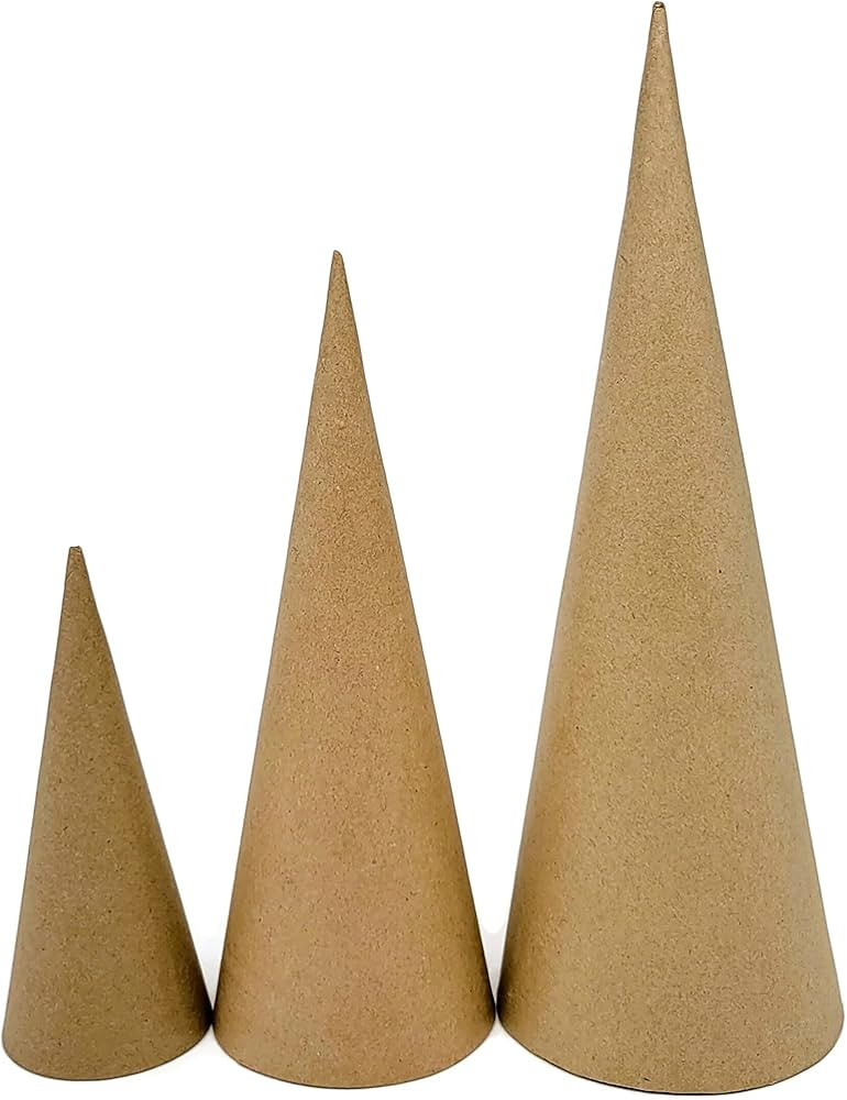 AllStellar Paper Mache Cones Open Bottom Variety Pack Set of 3-13.75x5, 10.63x4, 7x3 in. for DIY ... | Amazon (US)