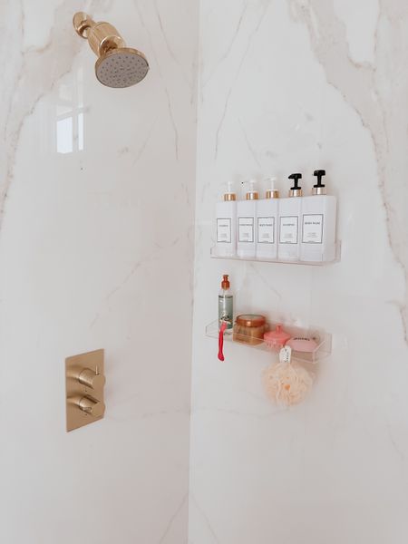 Loving this affordable luxury shower option with the clear floating shelf 

#LTKfindsunder50 #LTKhome