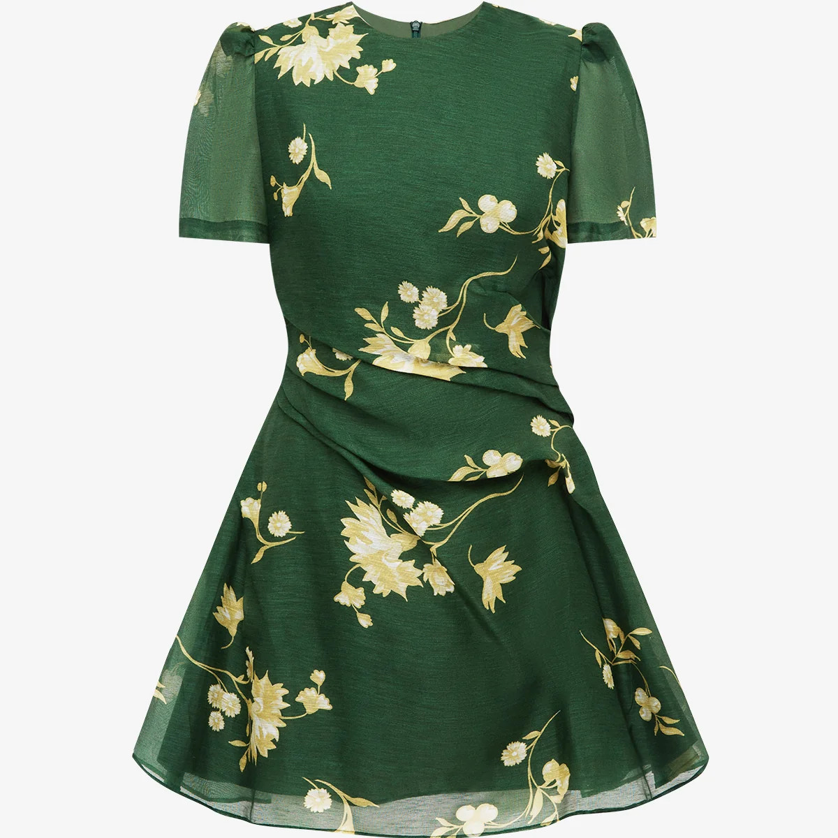 Elyse Short Sleeve Mini Dress - Forest Print | LEO LIN US