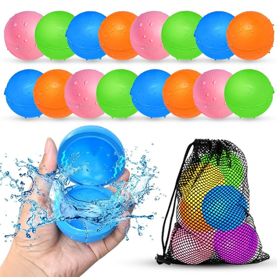 16Pcs Reusable Water Balloons for Kids, Pool Beach Water Toys for Boys and Girls, Summer Toy for ... | Amazon (US)