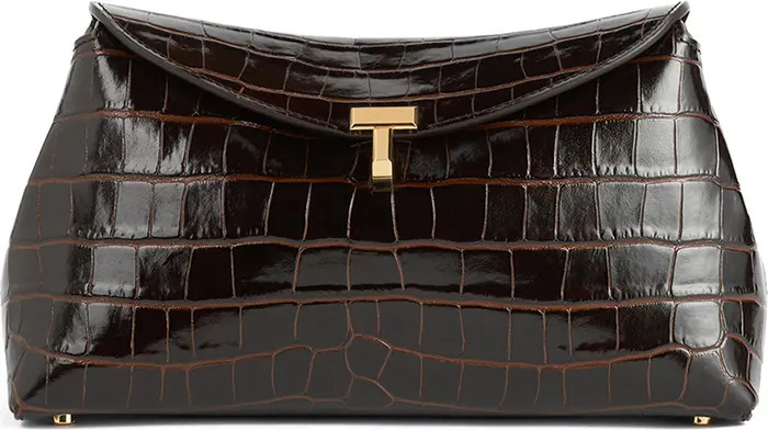 TOTEME T-Lock Croc Embossed Leather Clutch | Nordstrom | Nordstrom