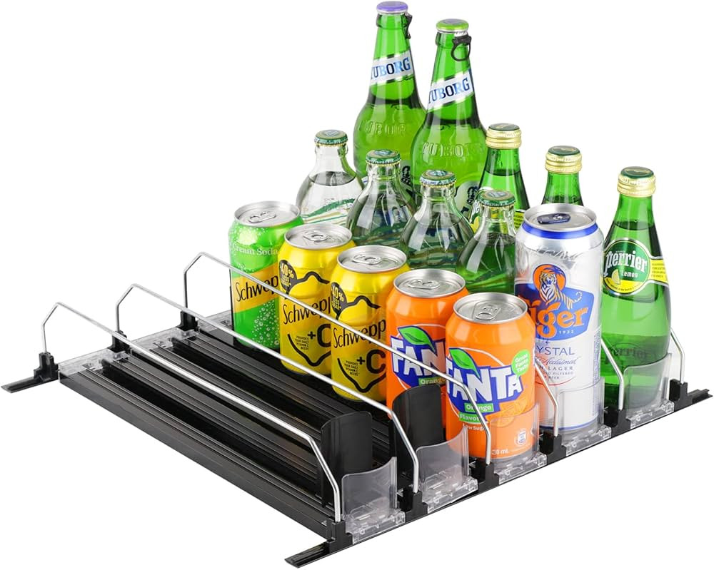 Drink Organizer for Fridge, Self-Pushing Soda Can Dispensers, Width Adjustable, 12oz 16oz 20oz Re... | Amazon (US)