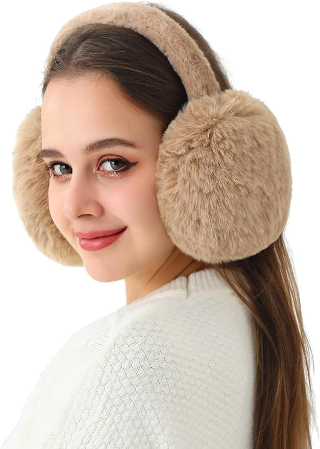 LA CARRIE Unisex Winter Foldable Earmuffs Plush Faux Fur Ear Muffs Outdoor Cold Weather Ear Warme... | Amazon (US)