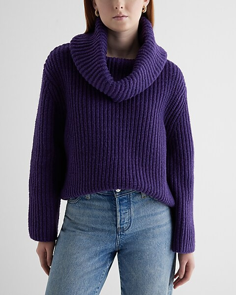 Ribbed Cowl Neck Sweater | Express