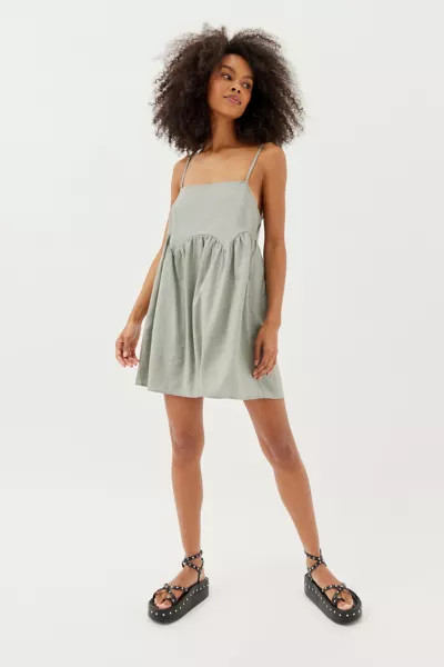 Urban Renewal Made In LA Eco Linen Drop Seam Babydoll Dress | Urban Outfitters (US and RoW)