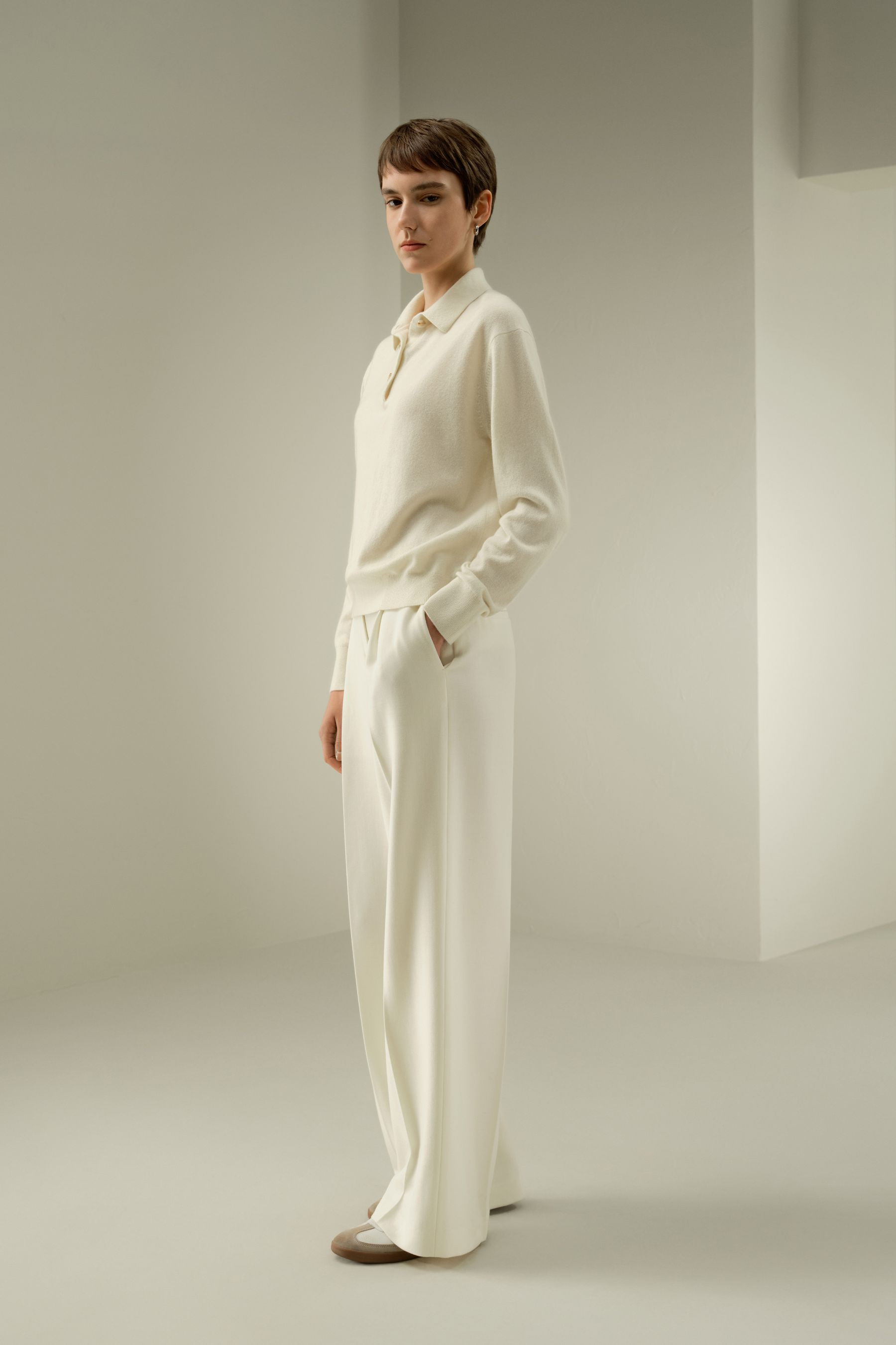 Silk-Wool Tweed Blend Trousers | LILYSILK