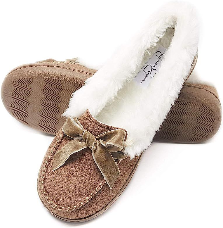 Jessica Simpson Womens Micro Suede Moccasin Indoor Outdoor Slipper Shoe | Amazon (US)