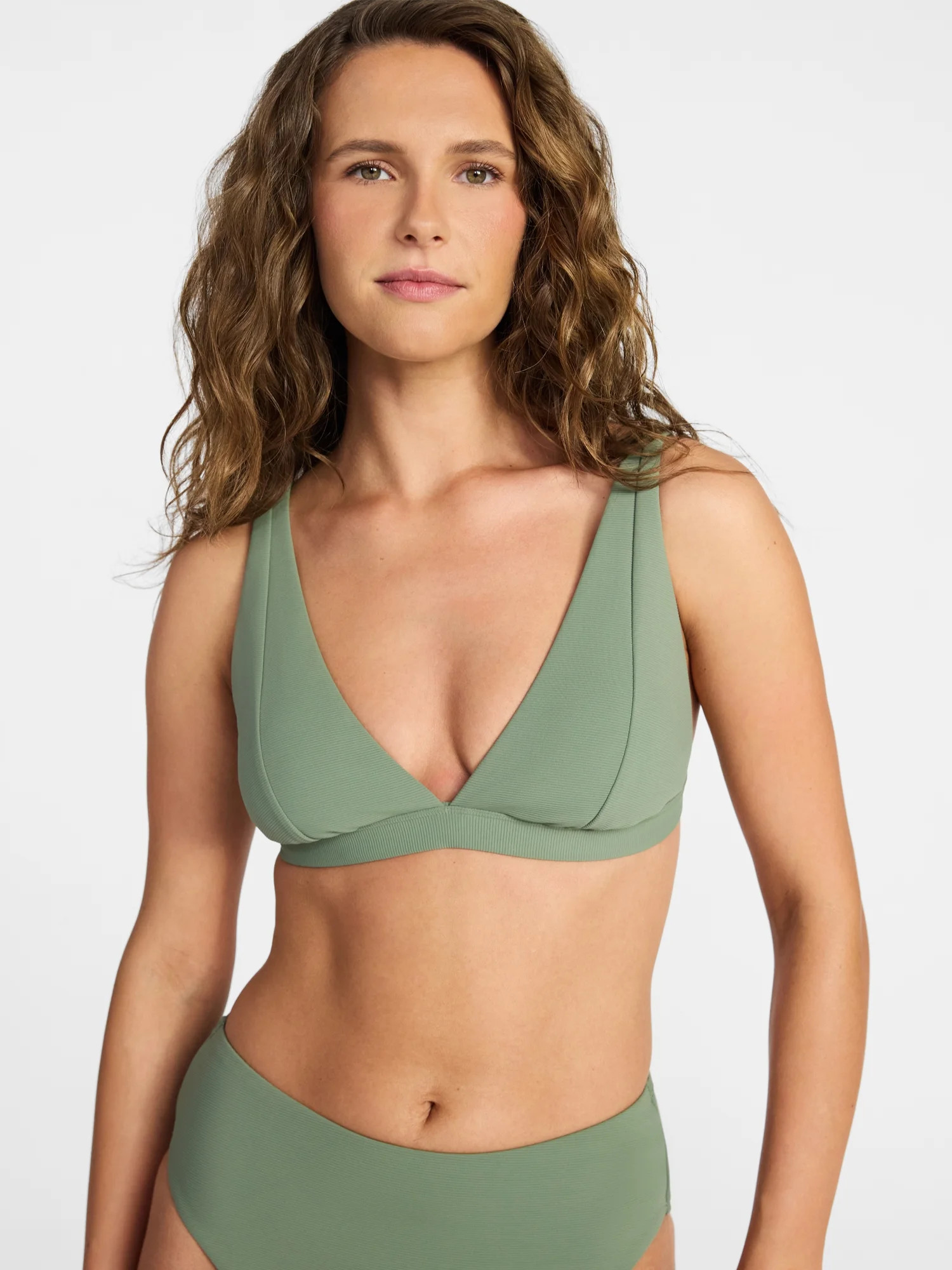 Time and Tru Women's and Women's Plus Ribbed Triangle Bikini Top, Sizes XS-3X | Walmart (US)