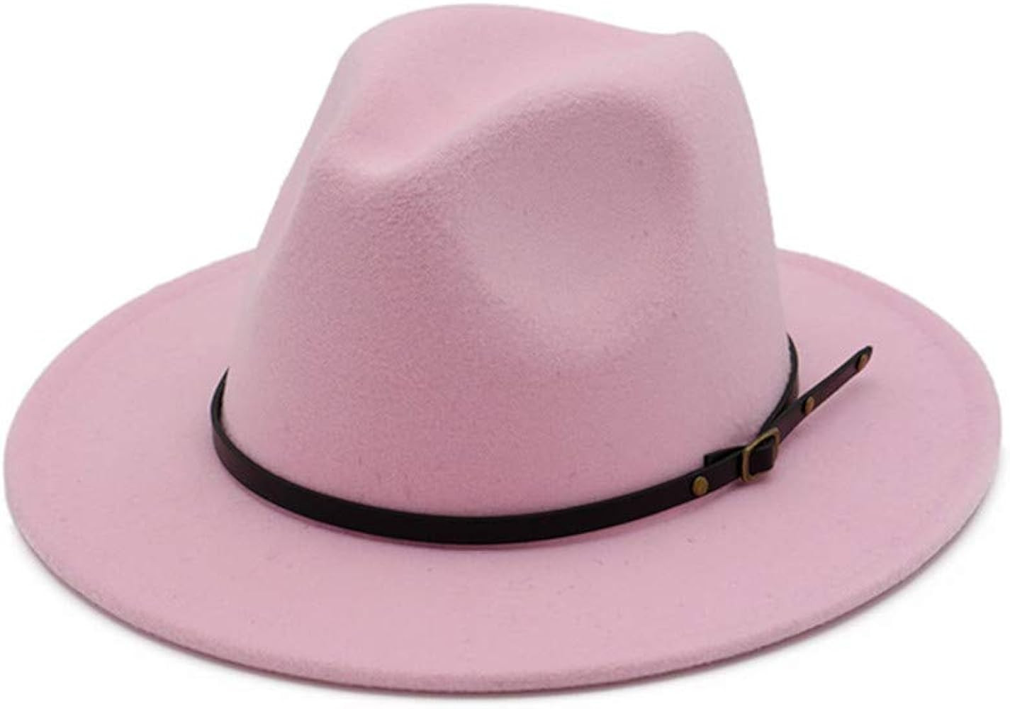 HUDANHUWEI Women's Classic Wide Brim Fedora Hat with Belt Buckle Felt Panama Hat | Amazon (US)