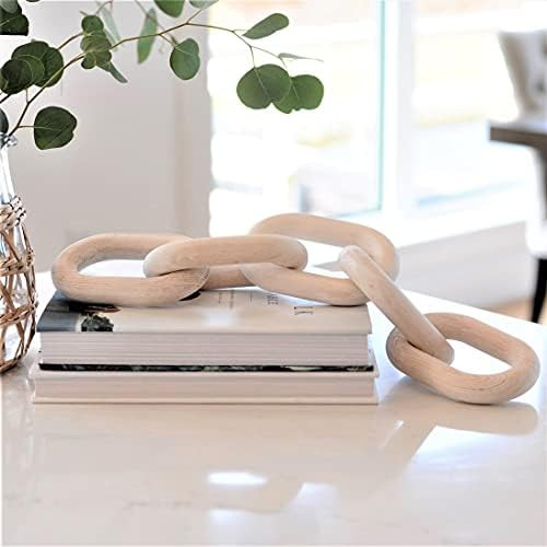 WHITE OAK VILLAGE 22" Wood Chain Link Decor and Beaded Garland Set - Hand Carved Decorative Wood Cha | Amazon (US)